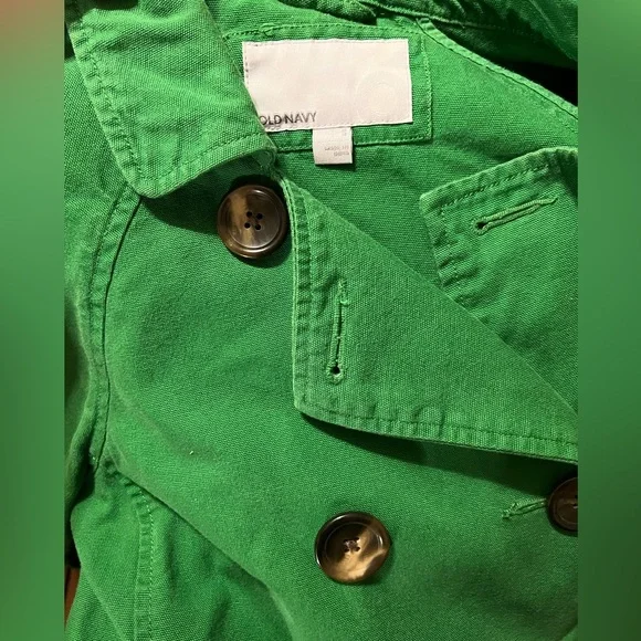 S Kelly Green Old Navy Large Button Canvas Pea Coat Jacket - Picture 11 of 13